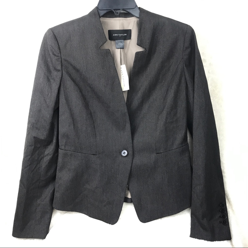 Ann Taylor Factory Dark Brown 1 Button Blazer 4